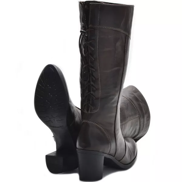 Botas Femininas Cano Médio Salto Grosso Brown