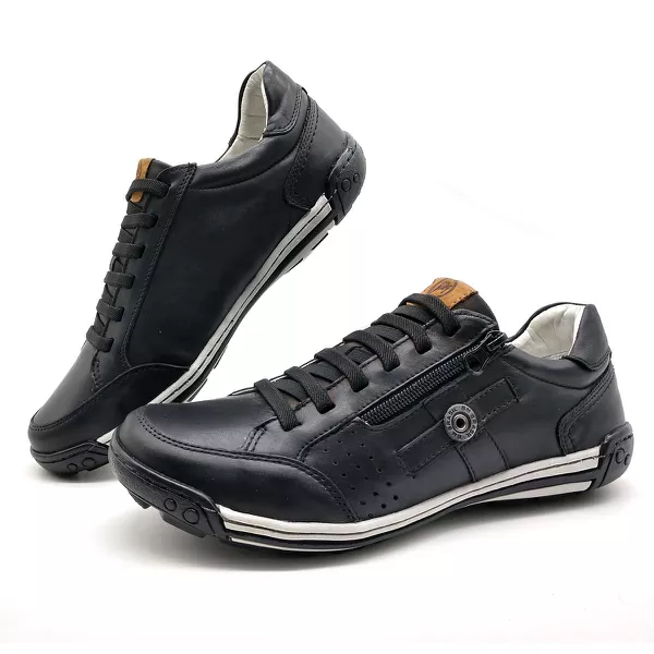 Sapato Masculino Casual Zíper e Elástico Palmilha Ortopédica 148/02 Preto