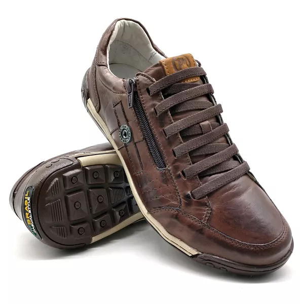 Sapato Masculino Casual Zíper e Elástico Palmilha Ortopédica 148/03 Brown