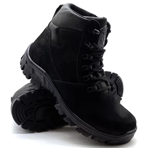 Coturno Militar Bota Borzeguim Cano Baixo 5185/03 Nobuck Preto