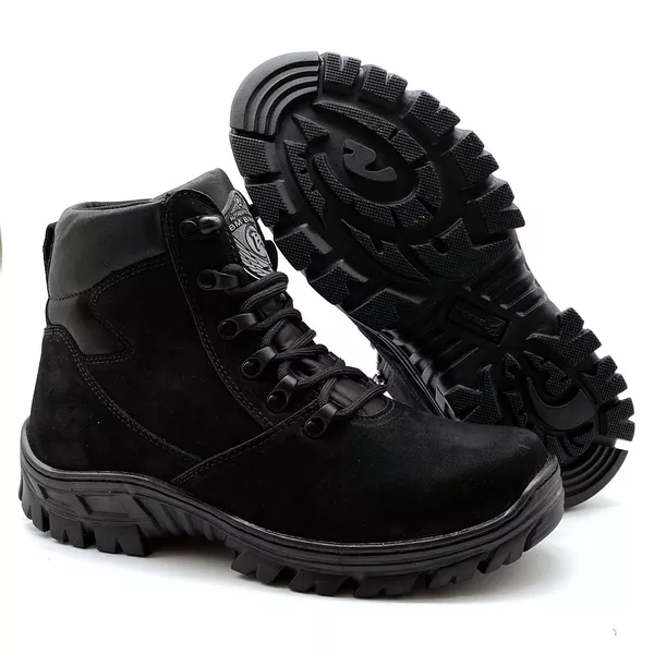 Coturno Militar Bota Borzeguim Cano Baixo 5185/03 Nobuck Preto