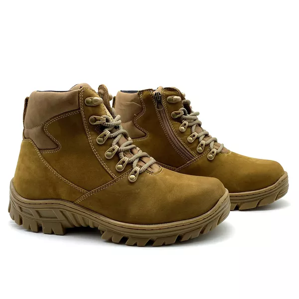 Coturno Militar Bota Borzeguim Cano Baixo 5185/04 Nobuck Palha