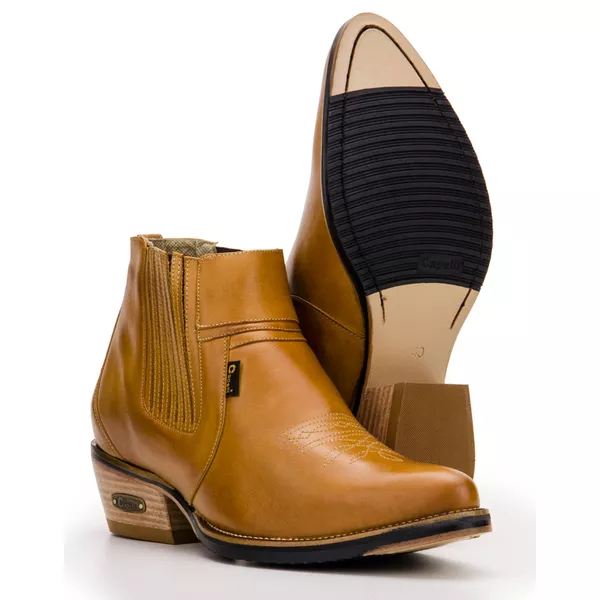 Botina Country Masculina Cano Curto Em Couro