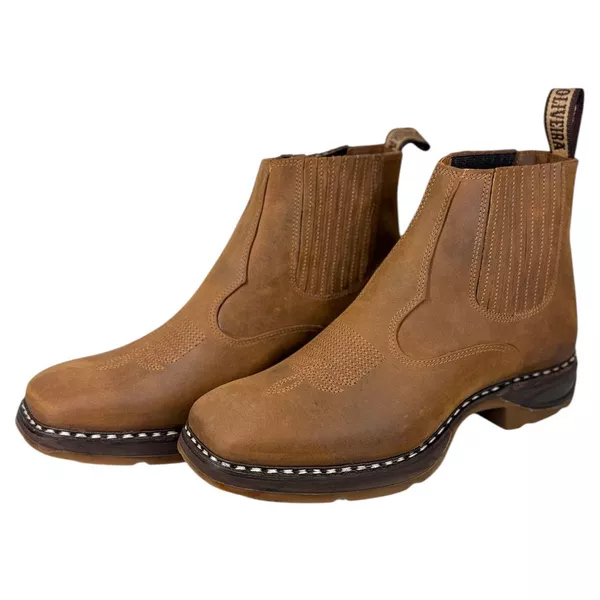 ウッディ Botina vira francesa solado jump- crazy horse castor c/florão