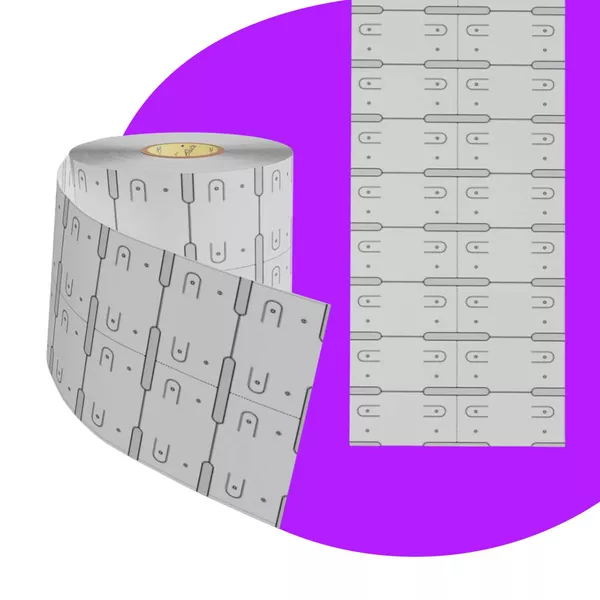 Etiqueta Tag Brinco 1 Furo - 35x25 - Couche x Bopp - 2 Carreiras - Furo Baixo Branco 1040 Etiquetas p