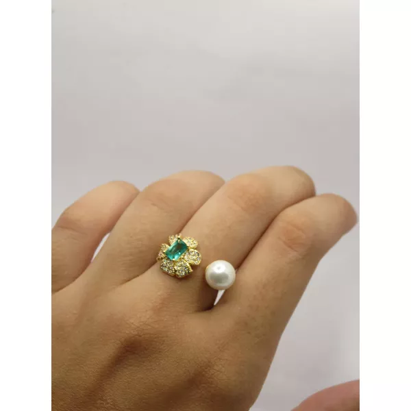 Anel Pérola com Flor Regulável 2mm