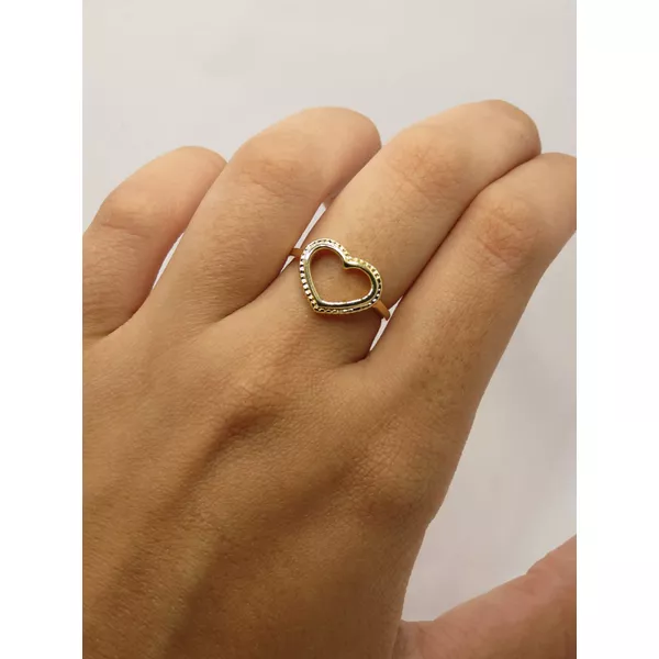 Anel Coração Vazado Craquelado 1mm - BRIDA FOLHEADOS