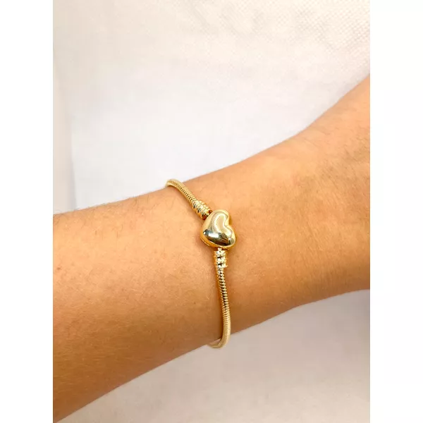 Pulseira Para Berloques Fecho Coração - BRIDA FOLHEADOS