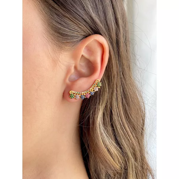 Brinco Ear Cuff Colorido - BRIDA FOLHEADOS