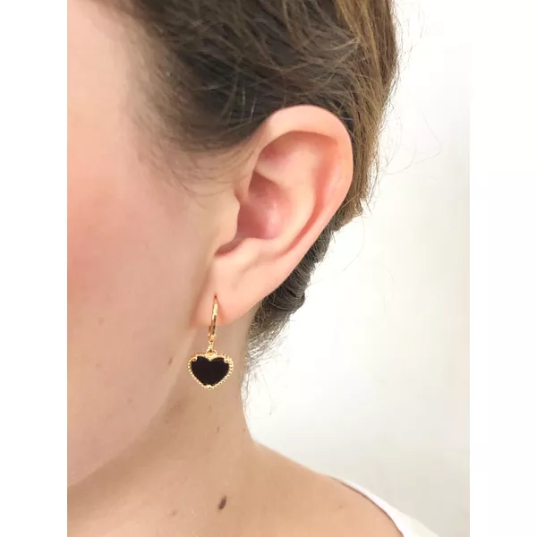 Brinco Argola Coração Preto - BRIDA FOLHEADOS