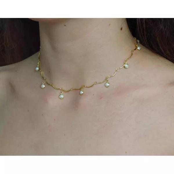 Choker de Pérolas 35cm + Extensor