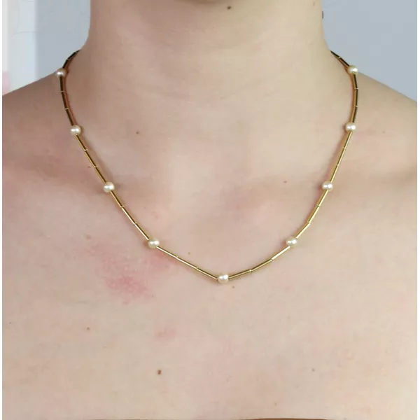 Colar Canutilho com Pérolas 45cm