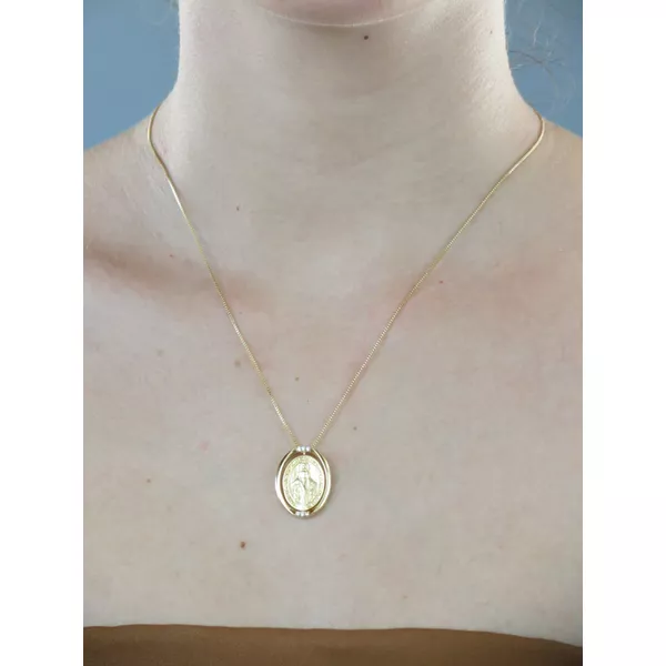 Colar Nossa Senhora das Graças Medalha G... - BRIDA FOLHEADOS