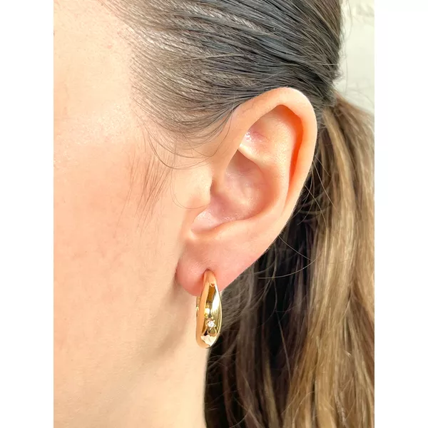 Brinco Argola Com Zircônia - BRIDA FOLHEADOS