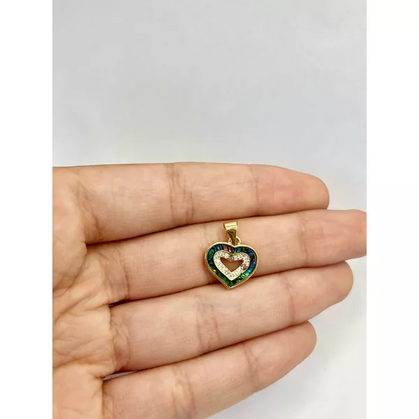 Pingente Coração Abalone Zircônia