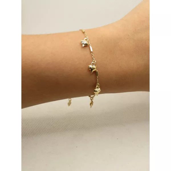Pulseira Coração 17+5cm - BRIDA FOLHEADOS