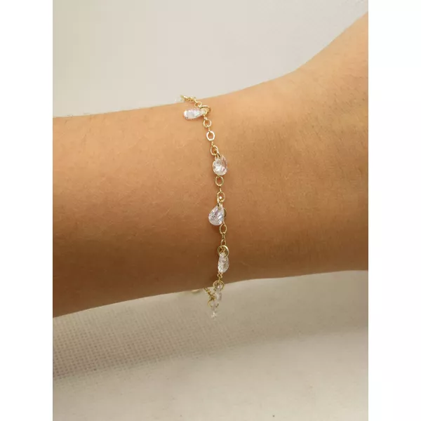 Pulseira Zircônias Gota Penduradas 17+5c... - BRIDA FOLHEADOS