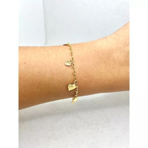 Pulseira pingente coração 16,5+5cm - BRIDA FOLHEADOS