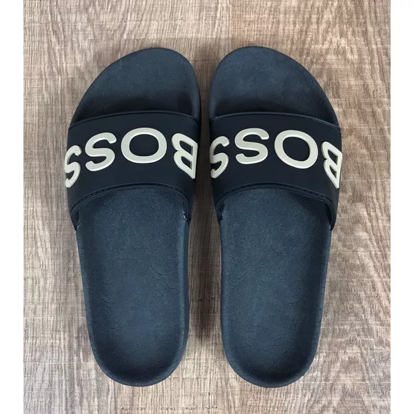 Chinelo Slide HB Preto logo creme