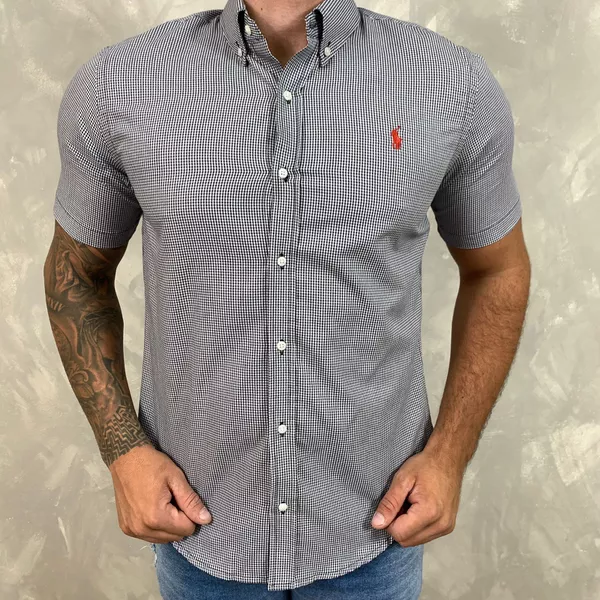 Camisa Manga Curta PRL Xadrez Preto⭐
