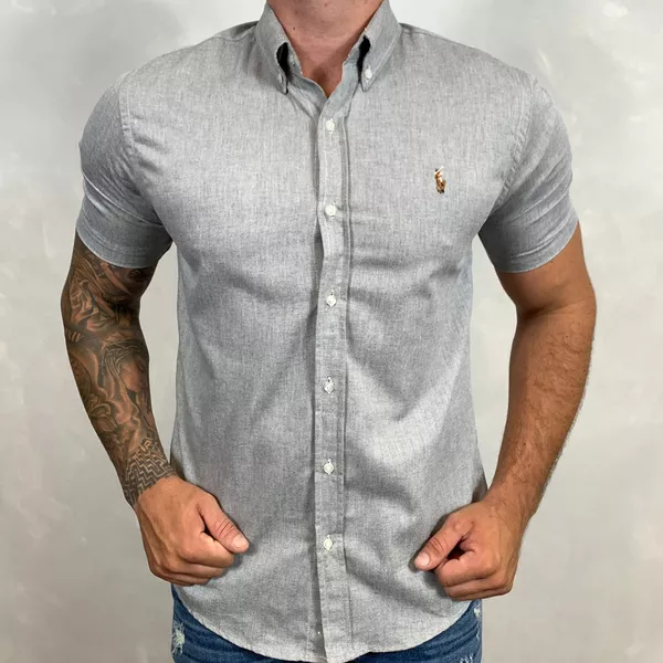 Camisa Manga Curta PRL Cinza⭐