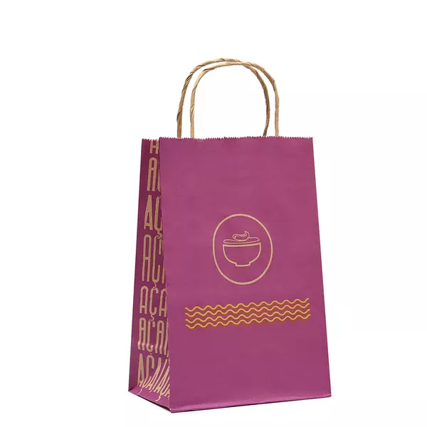 SACOLA KRAFT DELIVERY AÇAI TAMANHO P - 25 UNIDADES | CaixaMix