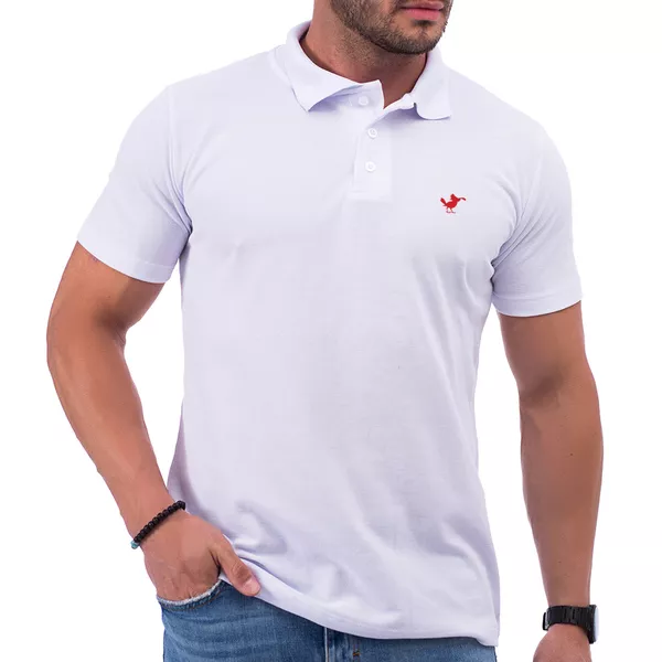 Camisa Masculina Polo Básica - Branca