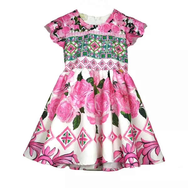 VESTIDO FESTA INFANTIL ROSAS LULUZINHA Pink