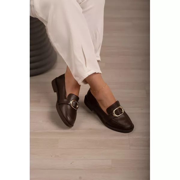 Mocassim Fivela Oval_3207- Marrom