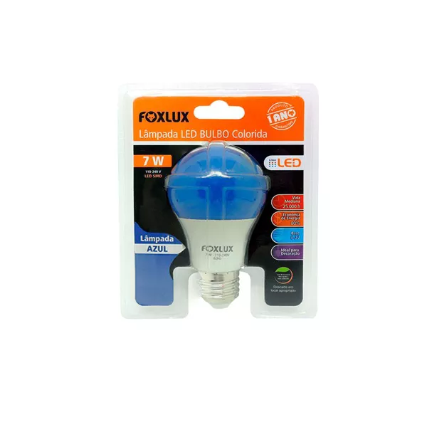 LAMPADA LED BULBO COLORIDA 7W AZUL FOXLUX | Casa Anzai