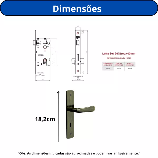 建物 3F Fechadura 3F Porta Externa CX 40 718E Fashion Cromada - Dovale
