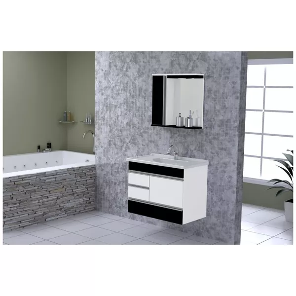 KIT MODENA SUSPENSO 2 GAVETAS+GAVETÃO – 79,5cm - Textura Preto