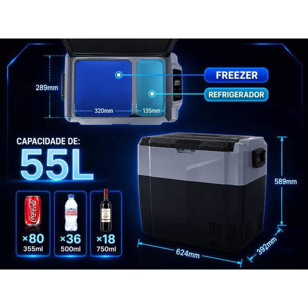 Geladeira Portátil Azul All Wild D55 lts Quadrivolt 110/220v - 12