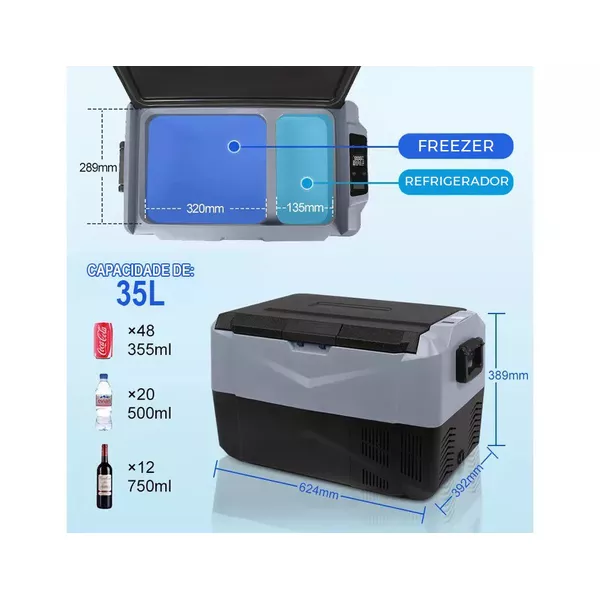 Geladeira Portátil Azul All Wild D35 lts Quadrivolt 110/220 - 12
