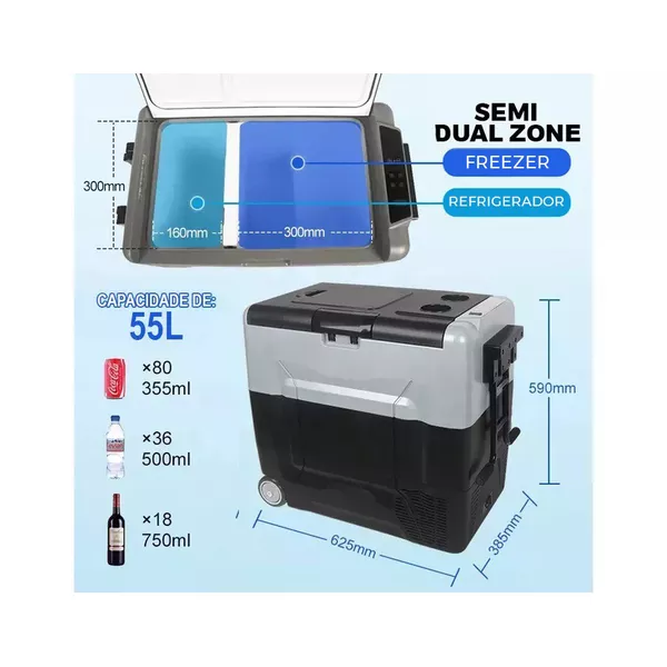 Geladeira Portátil Azul All Wild SLA 55 lts Semi Dual-zone