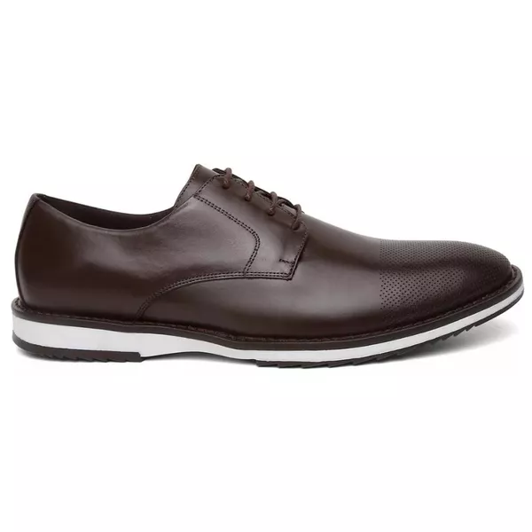 Sapato Masculino Macau Tamanho Especial Derby Couro Café 