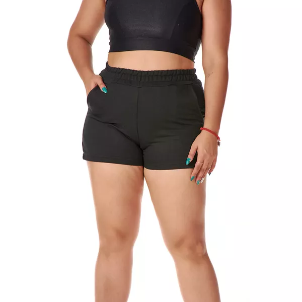 Short Feminino Moletinho Preto Curto 