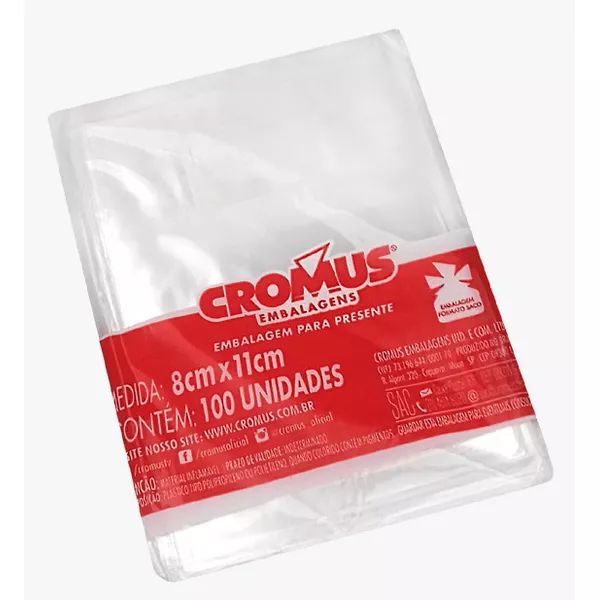 SACO TRANSPARENTE 8X11CM C/100 CROMUS - 351843 - CHOKDOCE