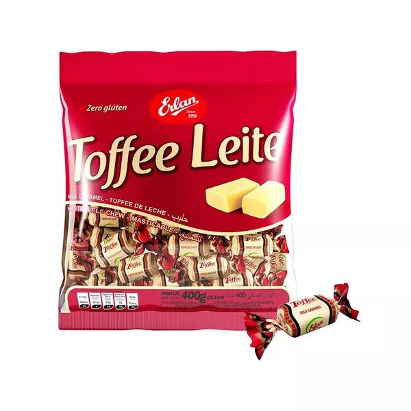 BALA MAST TOFFEE LEITE PREMIUM 400G ERLAN - 72526 - CHOKDOCE