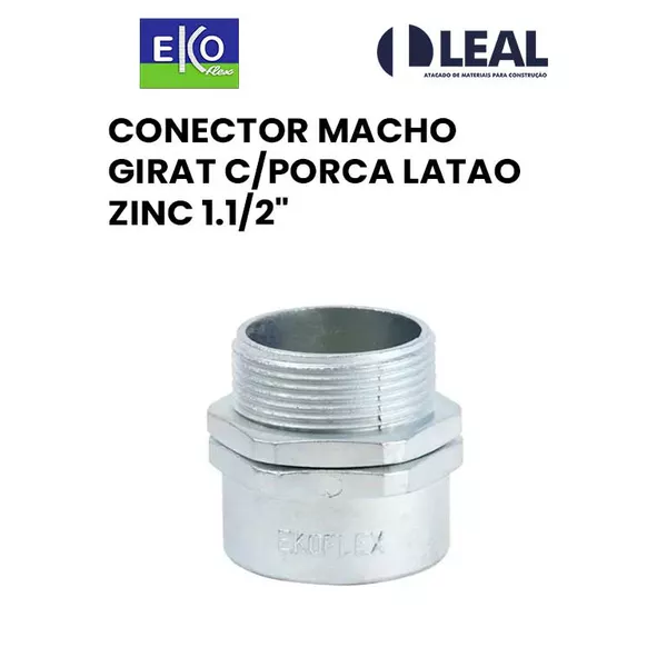 CONECTOR MACHO GIRATÓRIO COM PORCA LATÃO ZINCO 1.1/2