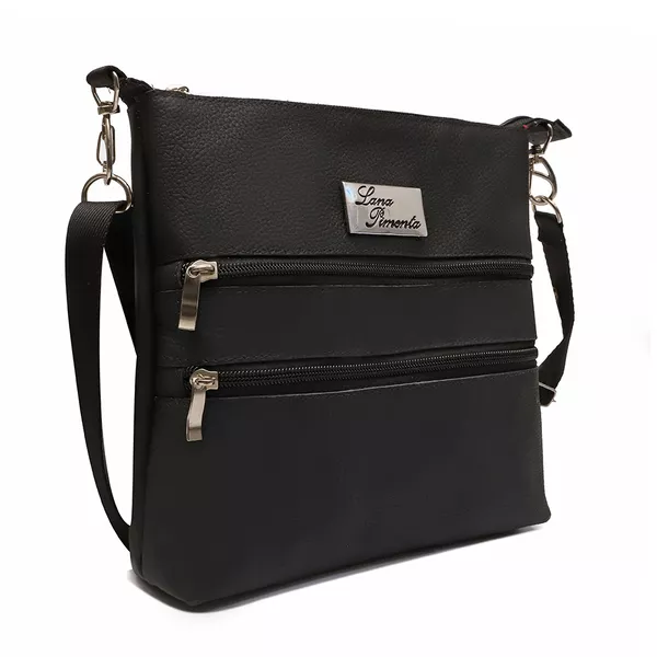 Bolsa Feminina Preta Com Divisões Lana Pimenta 