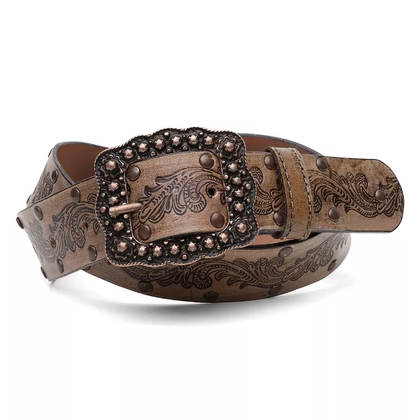 Cinto Country Feminino Floral 100% em Couro Legítimo