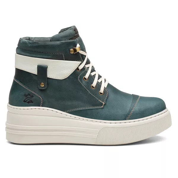 Coturno Feminino Plataforma Off White Fóssil Verde Água / Vacum Branco