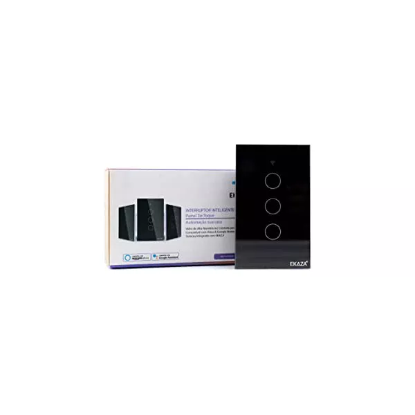INTERRUPTOR VIDRO 3 BOTOES PT WIFI+BTE+ RF:INTERR. VIDRO 3 BT. EKAZA ...