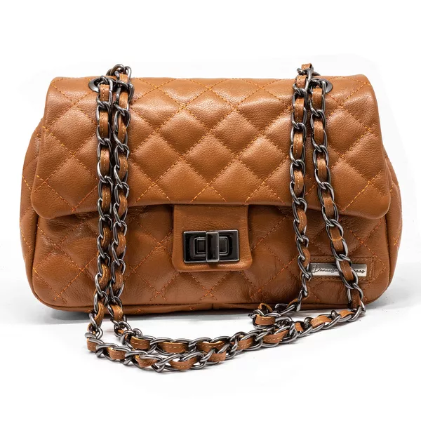 Bolsa Feminina media Couro Legitimo caramelo REF:DM-17M