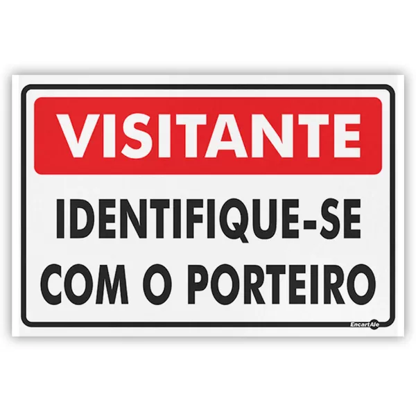 PLACA SINALIZACAO PS232 VISITANTES IDENT/PORTEIRO