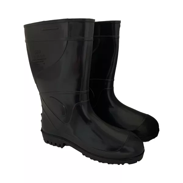 BOTA PVC WORK CANO LONGO PRETA COM FORRO CA36026
