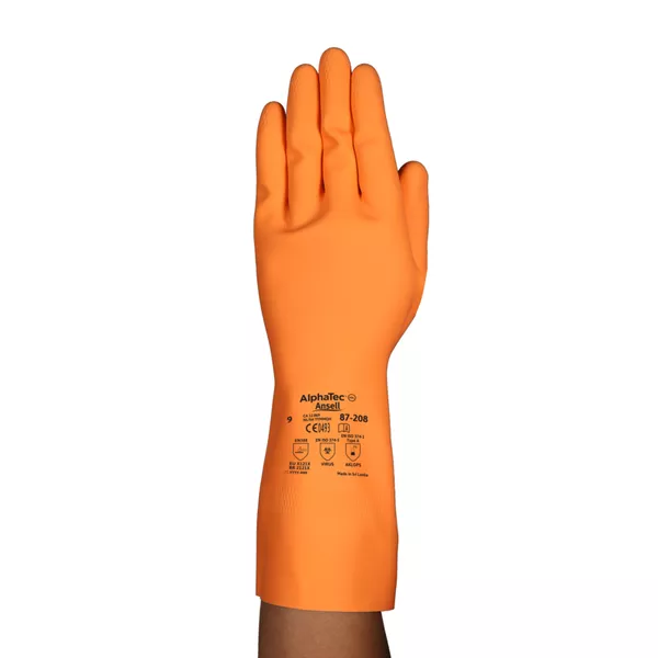 LUVA LATEX COM FORRO ALPHATEC 87-208 ORANGE HEAVY CA12869