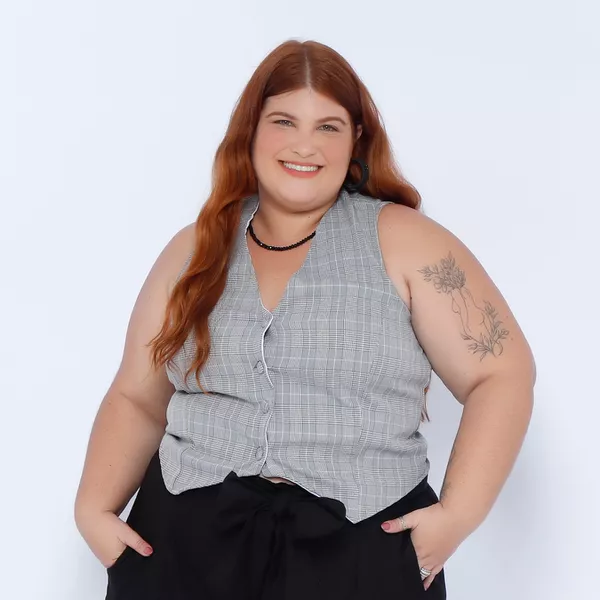 Colete Alfaiataria Xadrez - Plus Size