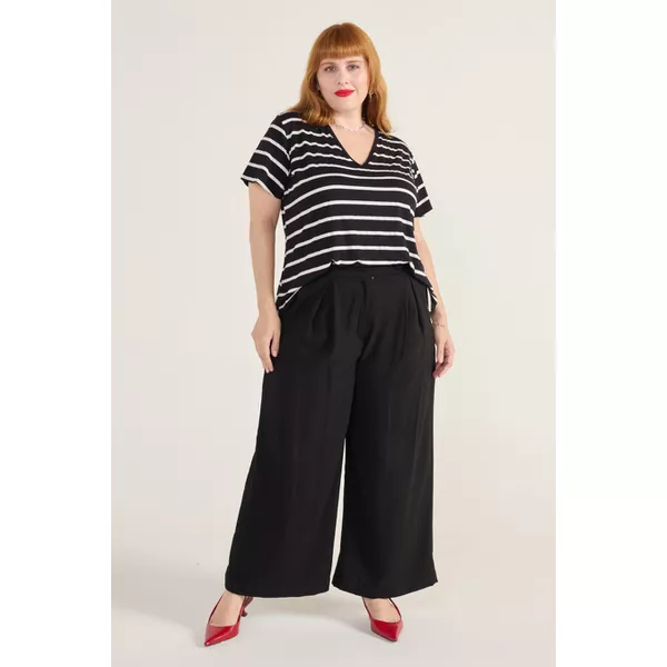 Calça Pantalona Social Viscose Preta - Plus Size